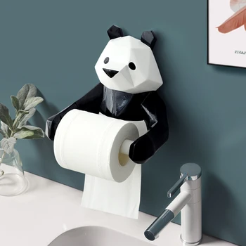 

1pcs Punch-free Creative Panda Toilet Roll Paper Holder Wall-mounted Bathroom Kitchen Towel Storage Rack