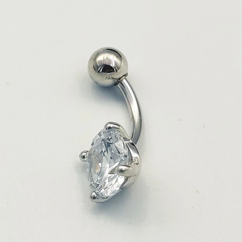 925 пробы silverbelly кнопка кольцо фианит живота Бары пупка пирсинг ювелирные