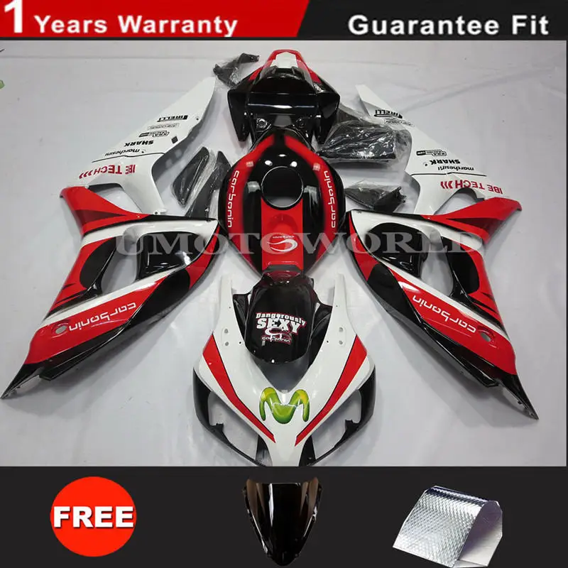 ZXMT обтекатель с комплектом кузова Подходит для Honda CBR1000RR 2006 2007 06 07 ABS литья под давлением многоцветный синий желтый красный белый черный - Цвет: Red White Black 2