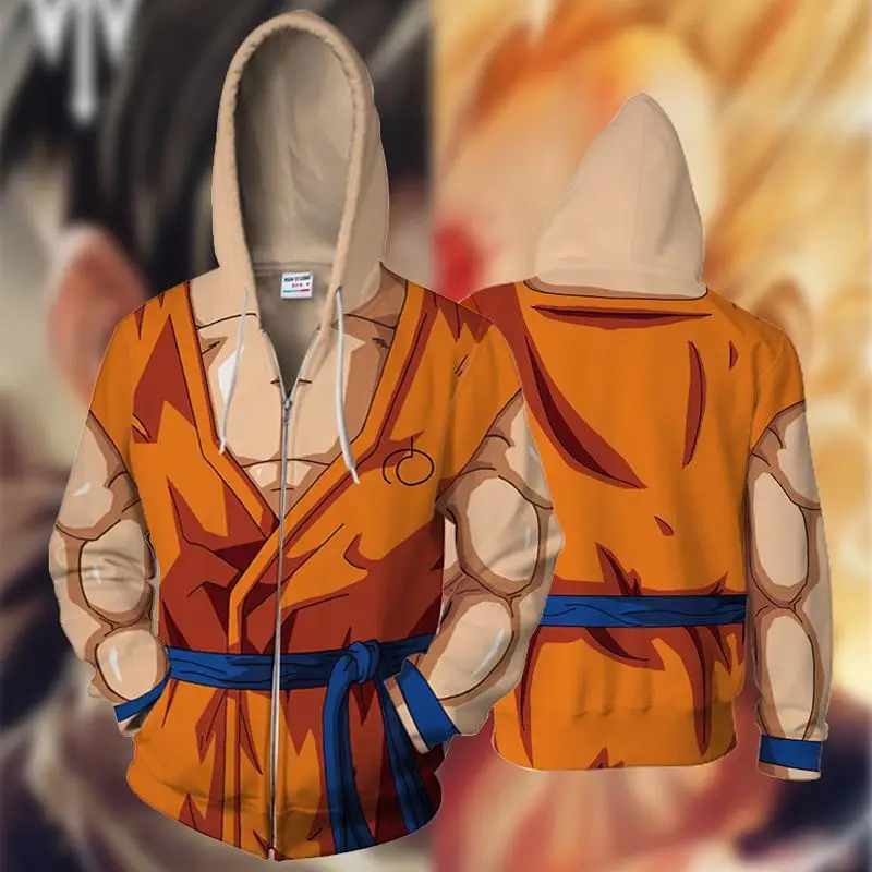 Толстовка BIANYILONG Мужская и женская на молнии с 3D принтом Dragon Ball Z Son Goku Осень-зима 2019