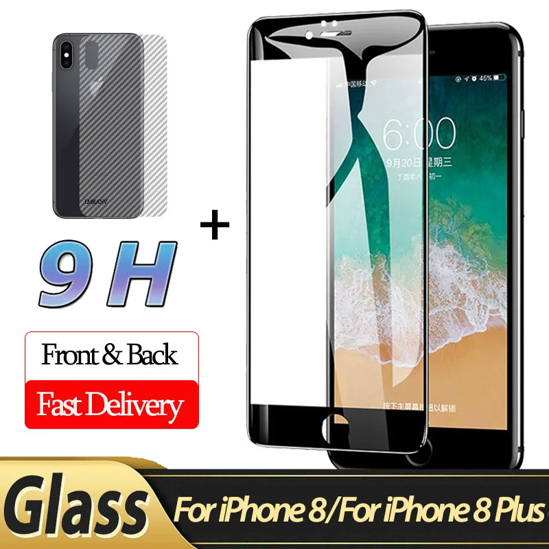 

2-in-1 Front Glass + Back Film for iPhone 8 3D Glass For iPhone 8 Plus Screen Protector Soft Film for iphone 8 protective glass