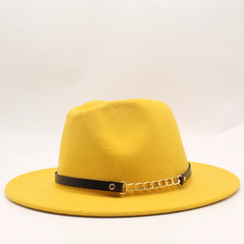 Горячая мода бренд сплошной цвет Дамы Винтаж Fedora мужчина женщина топ шляпа зима широкими полями фетровые шляпы классический jazzy кепки шерсть