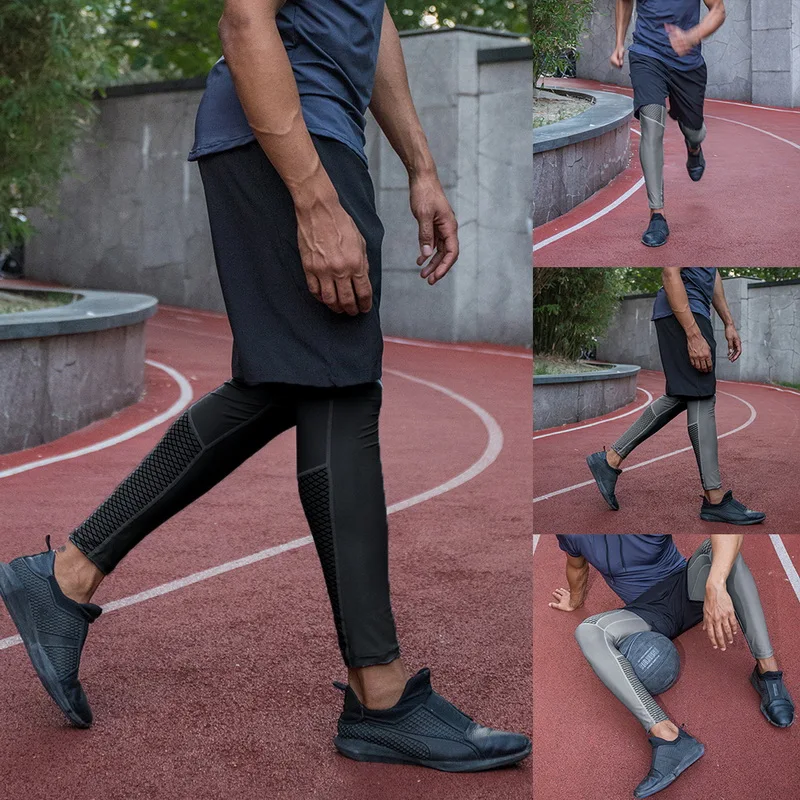 Мужские эластичные леггинсы для спортзала, брюки для бега, спортивные брюки, мужские Модные быстросохнущие штаны для тренировок размера плюс, обтягивающие леггинсы