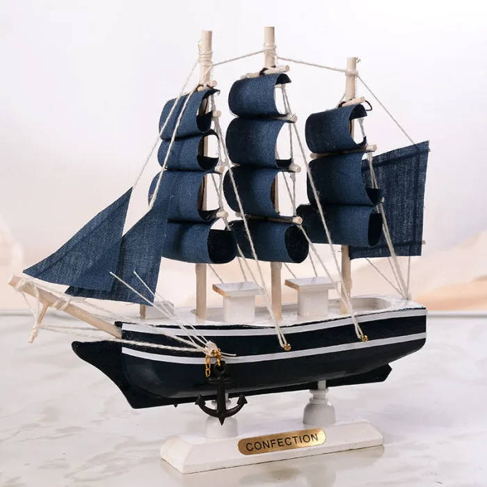 Mediterranean Pirate Ship Sailboat Wood Model Decorative Nautical Decor #1