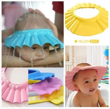 

2017 Brand New Baby Children Kids Safe Shampoo Bath Bathing Shower Cap Hat Wash Hair Shield adjustable elastic Shampoo Cap
