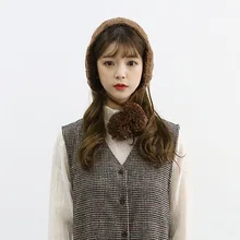 Модные плюшевые наушники с мультяшными животными; сезон осень-зима; милые вязаные теплые винтажные наушники для девочек