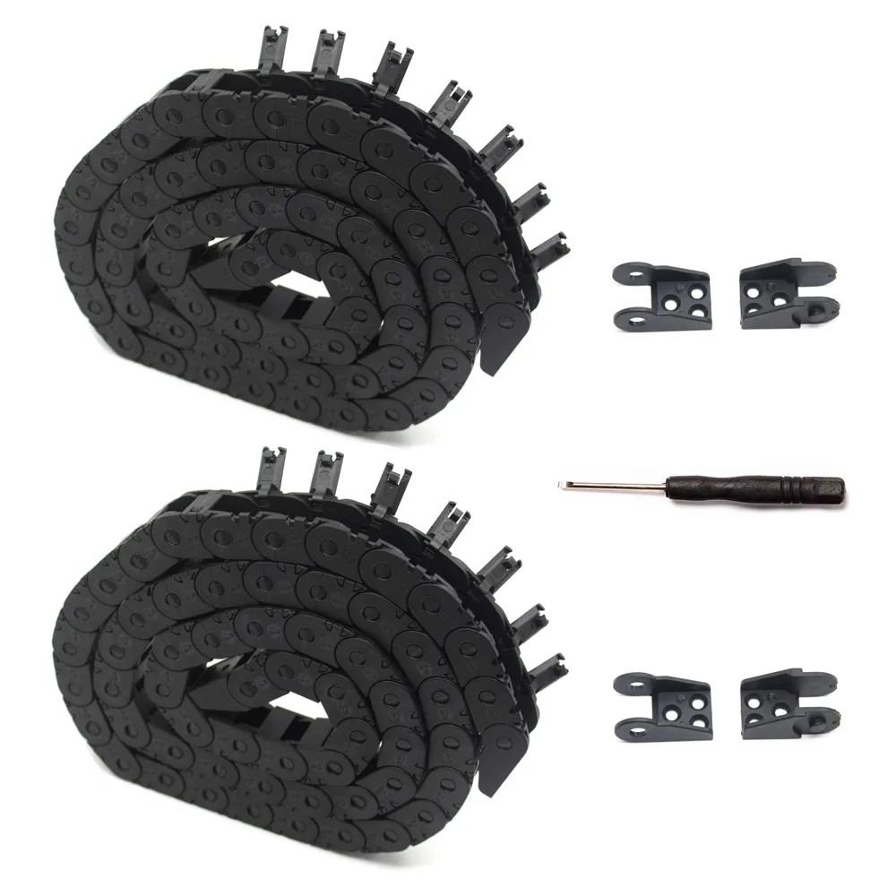 2PCS 10x11mm Length 1Meter Black Plastic Open Type Cable Wire Carrier Drag Chain Towline R18 for for 3D Printer and CNC Machines