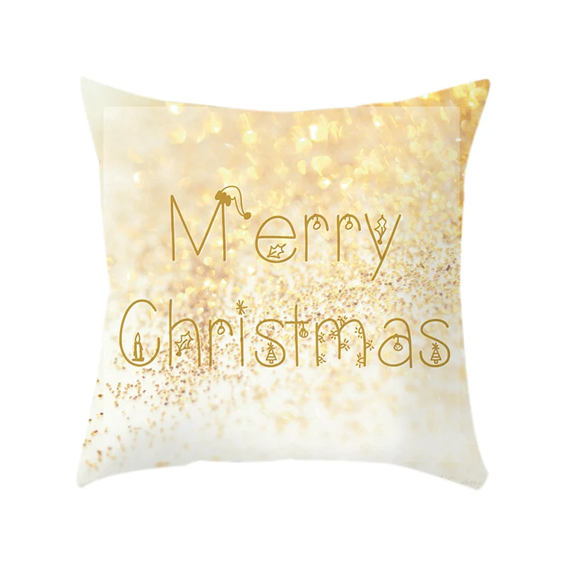 Snowman Gilding Pattern Christmas Pillow Case Christmas Decorative Throw Pillow Cover for Indoor New Year Gift