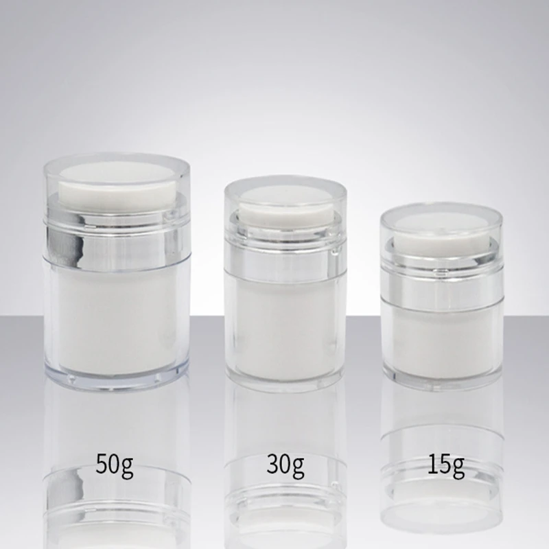 

50pcs 15g 30g 50g Pearl White Acrylic Airless Jar Round Cosmetic Cream Jar Pump Cosmetic Packaging Bottle