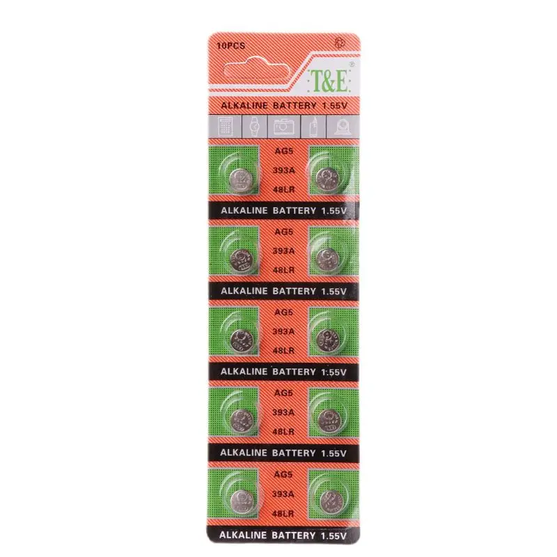 

10PCS Alkaline Battery Button Coin Cell AG5 LR754 393 SR754 193 546 RW28 48 Hearing Aid Earphone Watch Batteries