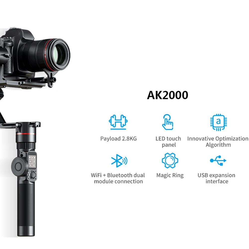 Feiyu AK2000 3-Axis Camera Stabilizer Gimbal for Sony/Canon/Panasonic/Nikon 2.8 kg DSLR Camera Gimbal