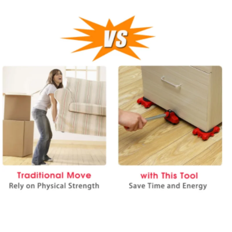 5 Pcs Furniture Moving Transport Roller Set Removal Lifting Moving Tool Set Wheel Bar Mover moving Heavy Stuffs Device Hand Tool,furniture mover set