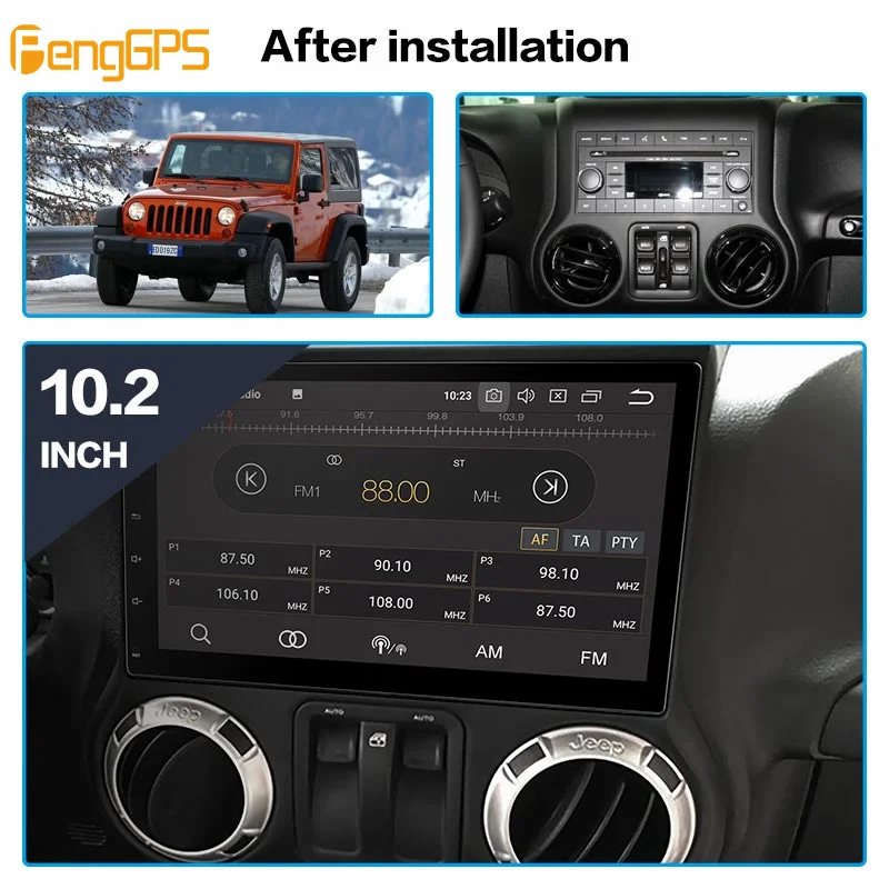 Android 9.0 Car Radio GPS Navigation Headunit For JEEP Wrangler 2011 2015 2016 -2017 no Car DVD Player Stereo Multimedia Audio