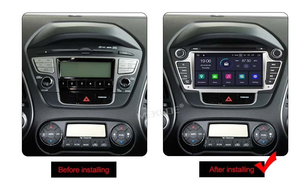 Discount MEKEDE Car Multimedia Player GPS 2 Din Android 9 For Hyundai/IX35/TUCSON 2009-2015 Canbus Auto Radio USB DVR DVD Player DSP FM 16
