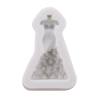 

Gray 3D DIY Bride Wedding Dress Food Gade Silicone Mould Fondant Cake Chocolate Decoration Baking Mold Sugar Bake Tools