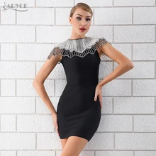 Женское короткое вечернее платье ADYCE, белое облегающее облегающее бандажное платье мини, украшенное бусинами, в стиле звезд, для клуба, для лета