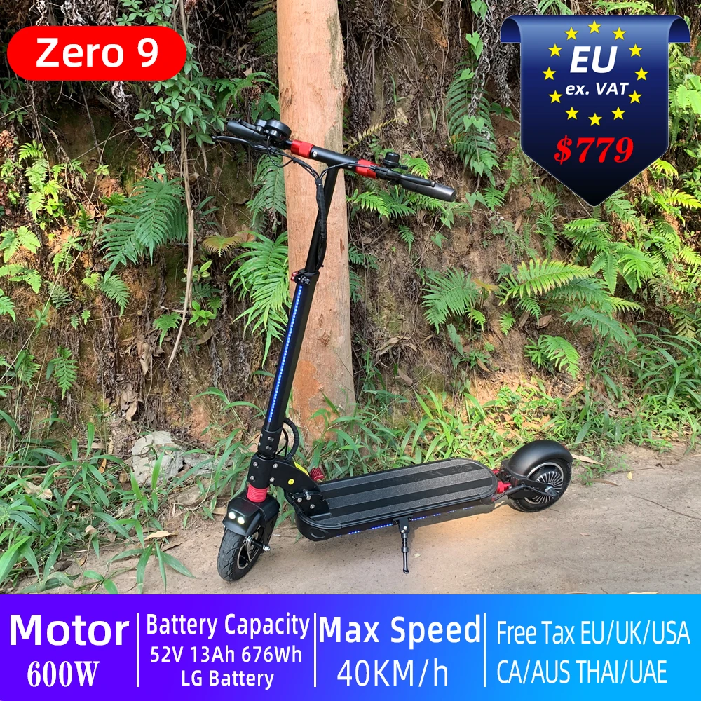 

Original ZERO 9 Electric Scooter 600W 40KM/h 52V 13Ah Battery Foldable Nimble City Kickscooter Free Shipping