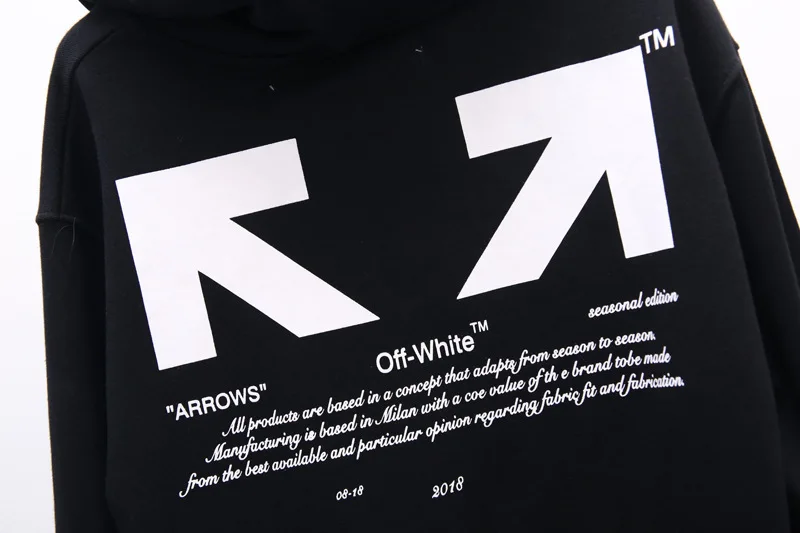 19SS OFF-WHITE OW ограничен сзади номер 03 стрелка свитшот с капюшоном с принтом Мужские толстовки