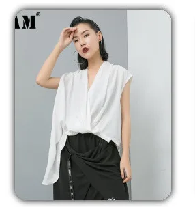 [EAM] High Elastic Waist Black Pocket Split Long Wide Leg Trousers New Loose Fit Pants Women Fashion Spring Autumn 2020 1X812