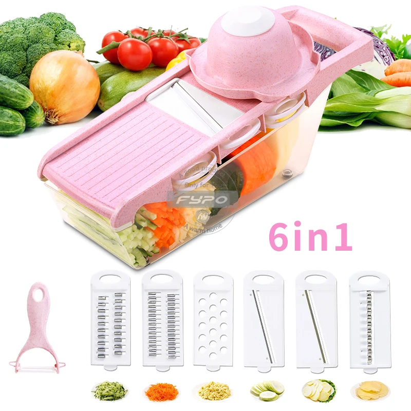 Ajustable mandolina con cortador en espiral cortador de verduras –  vegetales Slicer Mandolina cortador de alimentos con Julienne – Rallador V  slicer –