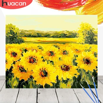 

HUACAN Coloring By Numbers Sunflower HandPainted DIY Pictures Oil Painting Home Decoration Gift Drawing Canvas Kits