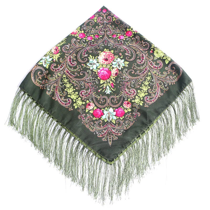 8 Babushka шарф шали русский украинский платок осень женские головные шарфы традиционный Echarpe принт головной платок Бандана Зима - Цвет: 8