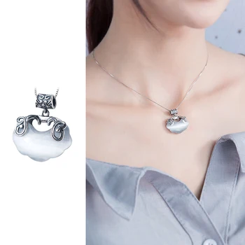 

Mocanie Retro 925 Sterling Silver Gradient Color Opal Cloud Shape Longevity Lock Pendant for Women Fine Jewelry No Necklace