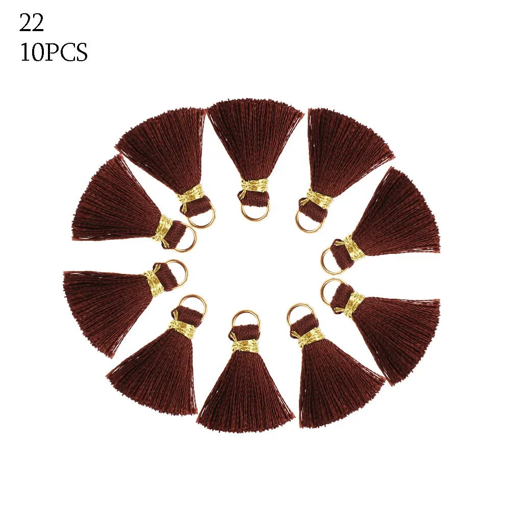 10pcs 2cm Mini Colorful Silky Tassels Pendant Drop Jewelry DIY Boho Bracelet Necklace Earring Hanging Garment Making Supplies - Цвет: 22