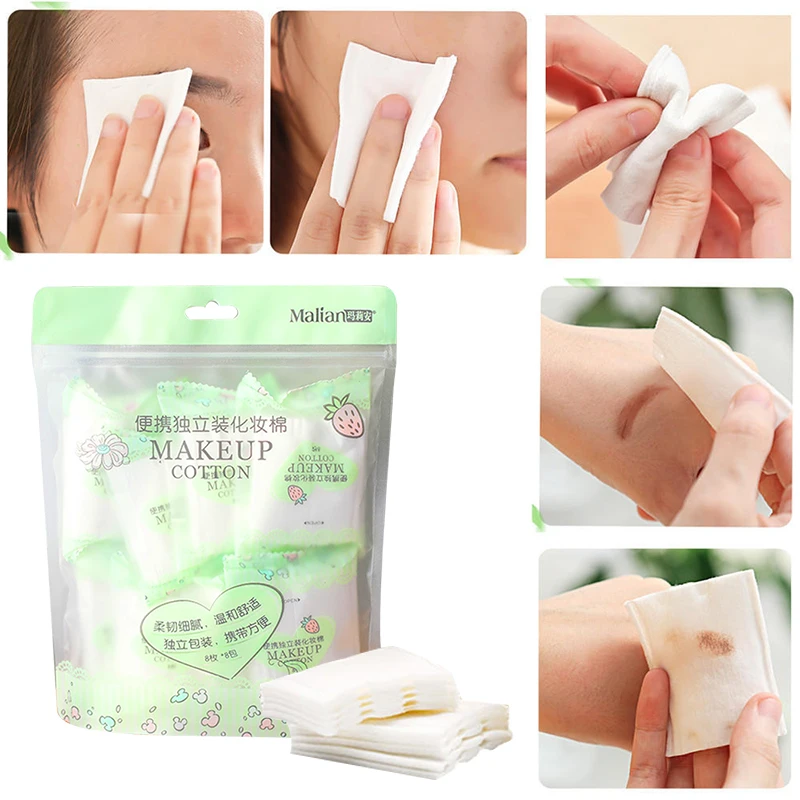 64Pcs Portable Individual Packing Makeup Remover Cotton Pad Thickening