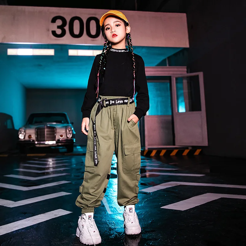 Hip Hop Kids Dance Costume Suit Hip Hop Crop Top Pants Children's Jazz Dance Costume School Stage Performance Street Wear VDB960