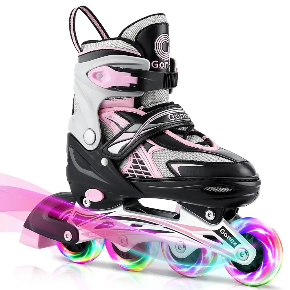 

Gonex Inline Skates Adjustable Inline Roller Skates with Illuminating Light Up Wheels for Kids Teens S/M/L Size 31~42
