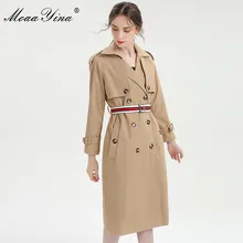 MoaaYina/модное дизайнерское пальто-ветровка; осенне-зимнее женское двубортное пальто с длинными рукавами на шнуровке; элегантное пальто