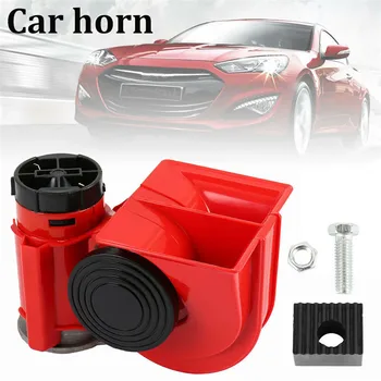 

12/24V Red Square Snail Air Pump Horn 150db Car Air Horn Blast Compact Twin Tone Loud Horns Car Van Bus Bike Siren