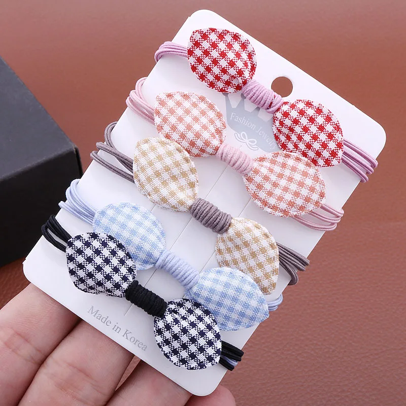 Plaid 10pcs 10 шт./партия, милые кроличьи ушки, повязки на голову, в горошек, в клетку, эластичные резинки для волос, для девочек, резинки для конского хвоста, женские аксессуары для волос - Цвет: Plaid 10pcs