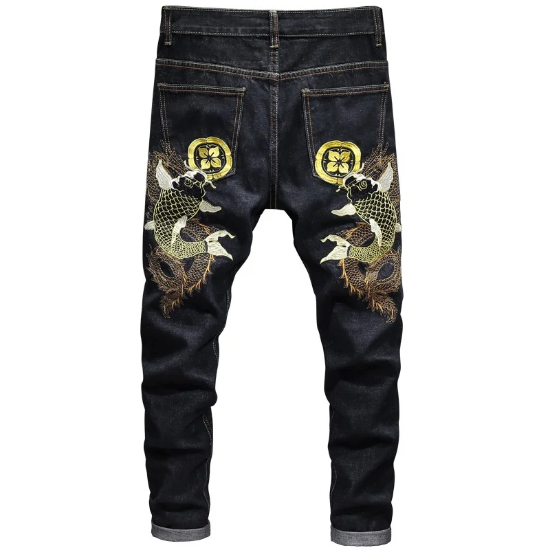 Sinicism Men'S Denim Pants Streetwear Men Autumn Embroidery Crap Oversize Harem Pants Male Fashion Pockets Jeans KK3126