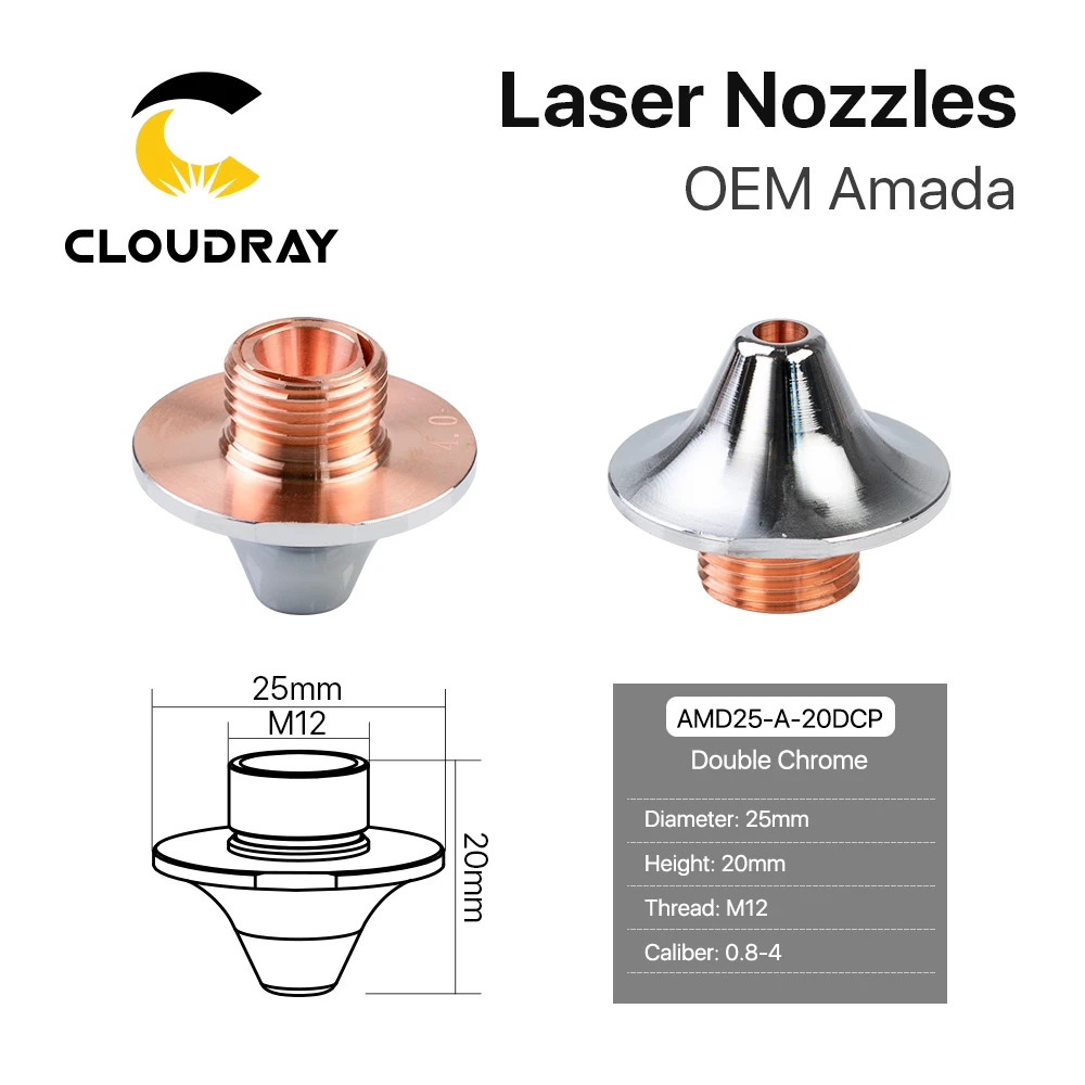 Однослойные двухслойные сопла Cloudray OEM Amada диаметром 25 мм Калибр H20 M12 0 8 4 для