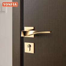 YONFIA 8041 Modern design PVD Gold House Home Room Door Handle for Interior Door Lever Lock Handle Set for Door Hardware Gold