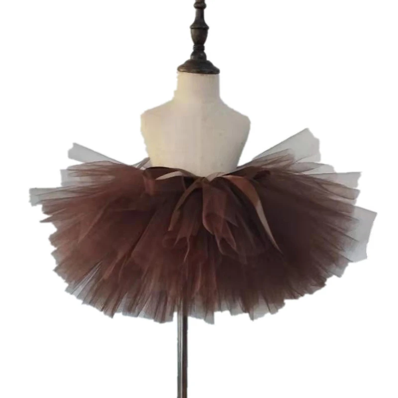 Fluffy Brown Deer Girl Tutu Skirt Birthday Costume Kids Reindeer Tulle Skirt for Halloween Carnival Children Outfit 1-14 Years