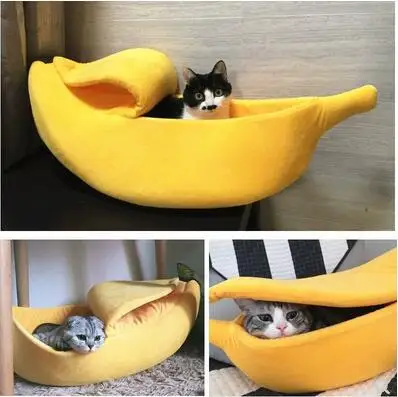 

Funny Banana Cat Bed House Cute Cozy Cat Mat Beds Warm Durable Portable Pet Basket Kennel Dog Cushion Cat Supplies Multicolor