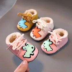 Chaussures d'hiver pour bébés filles, mignonnes, épaisses, rembourrées en coton, pour garçons et enfants, à la mode, avec des lacets sur le devant de lapin, unisexes 
