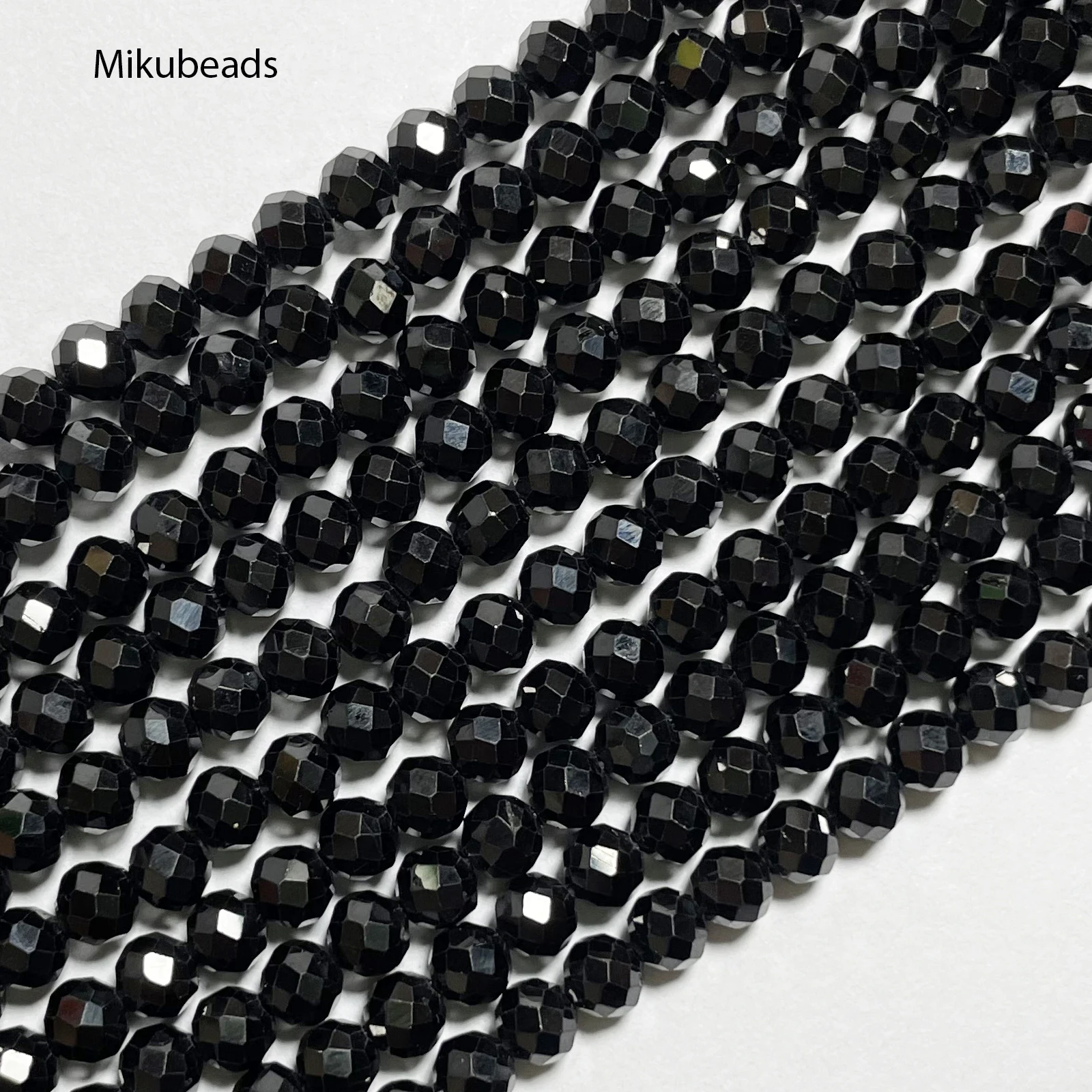 Natural black spinel 4mm +-0.2 faceted round beads shiny stone for jewelry making DIY bracelet necklace strand 15" loose spinel beads loose gemstone beads loose beads