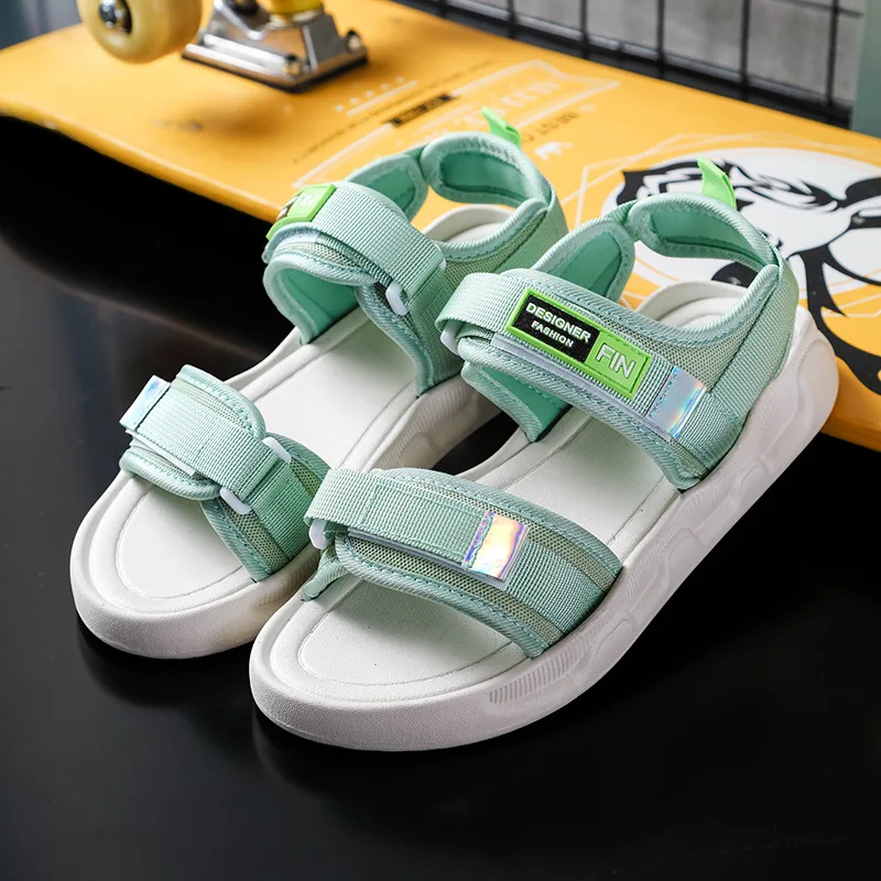 Sports Sandals Female Ins Tide Summer New Net Red Korean Version of The Magic Student Flat Female Sandals Women Slippers