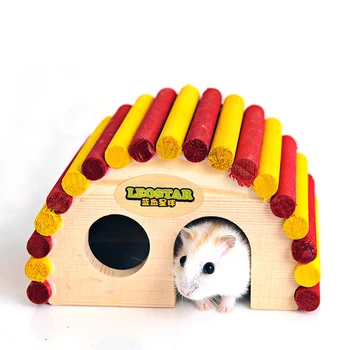 

High Quality Pine Arch Djungarian Hamster Nest Guinea Pig Cage Wooden Hamster Casas Para Hamster Cage Small Animal Rainbow Lodge