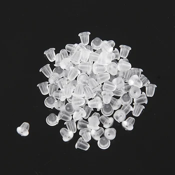 

100pcs Translucent Rubber Earring Stopper Backs White 4mmx6mm