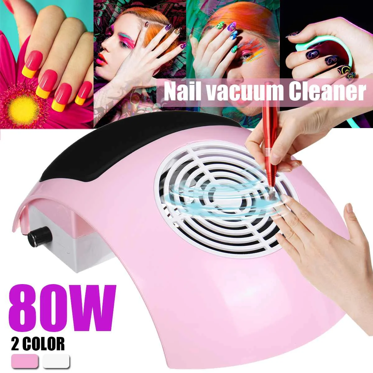 

80W Nail Dust Collector Strong Fan Vacuum Cleaner Manicure Machine Tools WIth 1 Dust Collecting Bag Nail Art Manicure Salon Tool