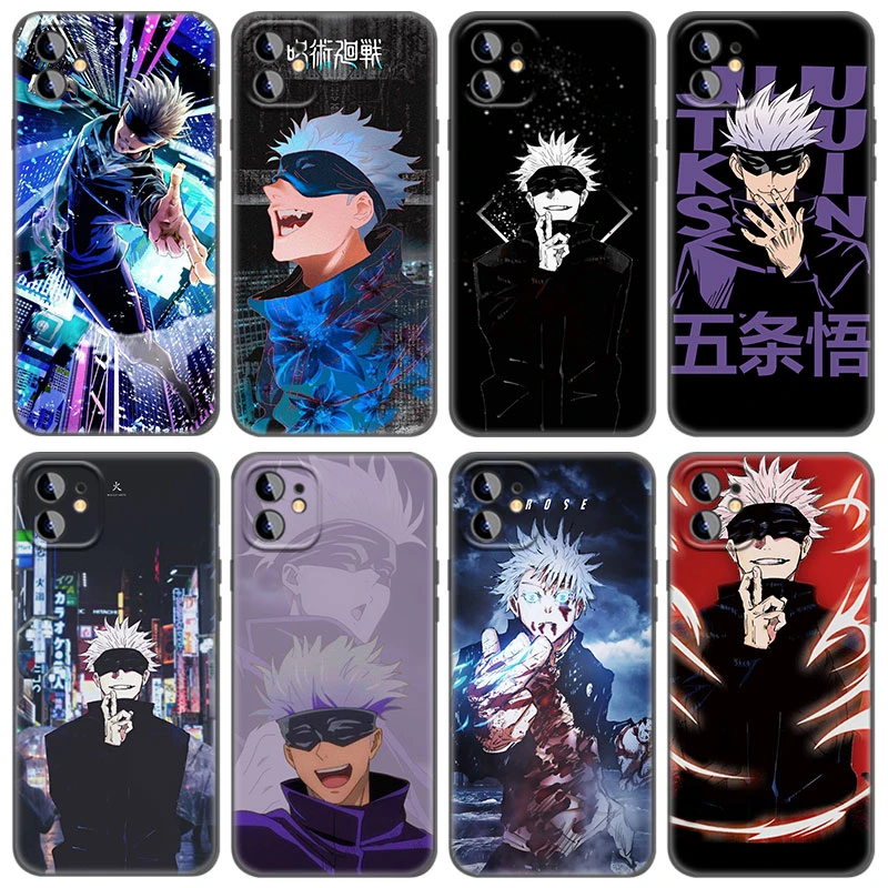 iphone xr phone case Anime Jujutsu Kaisen Gojo Satoru Case For Apple iPhone 13 12 Mini 11 Pro Max XR X XS MAX 6 6S 7 8 Plus 5 5S SE 2020 Black Cover iphone xr card case