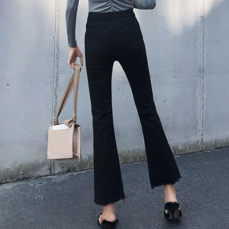 Genayooa плисовые джинсы для женщин с высокой талией Bodycon Highstreet джинсовые брюки для дам черные брюки женские зимние корейский стиль