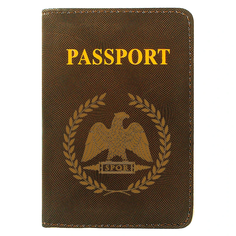 

Classic Vintage Roman Empire SPQR Printing Women Men Passport Cover Leather Travel ID Credit Card Holder Pocket Wallet Bags
