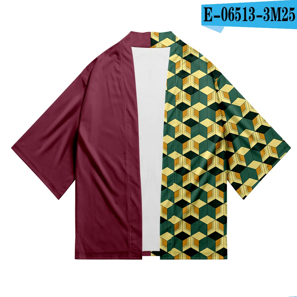 Японские Kimonos мужские женское кимоно Demon Slayer такое же Аниме кимоно Удобная пара кимоно юката лето осень кардиган-кимоно - Цвет: 3D