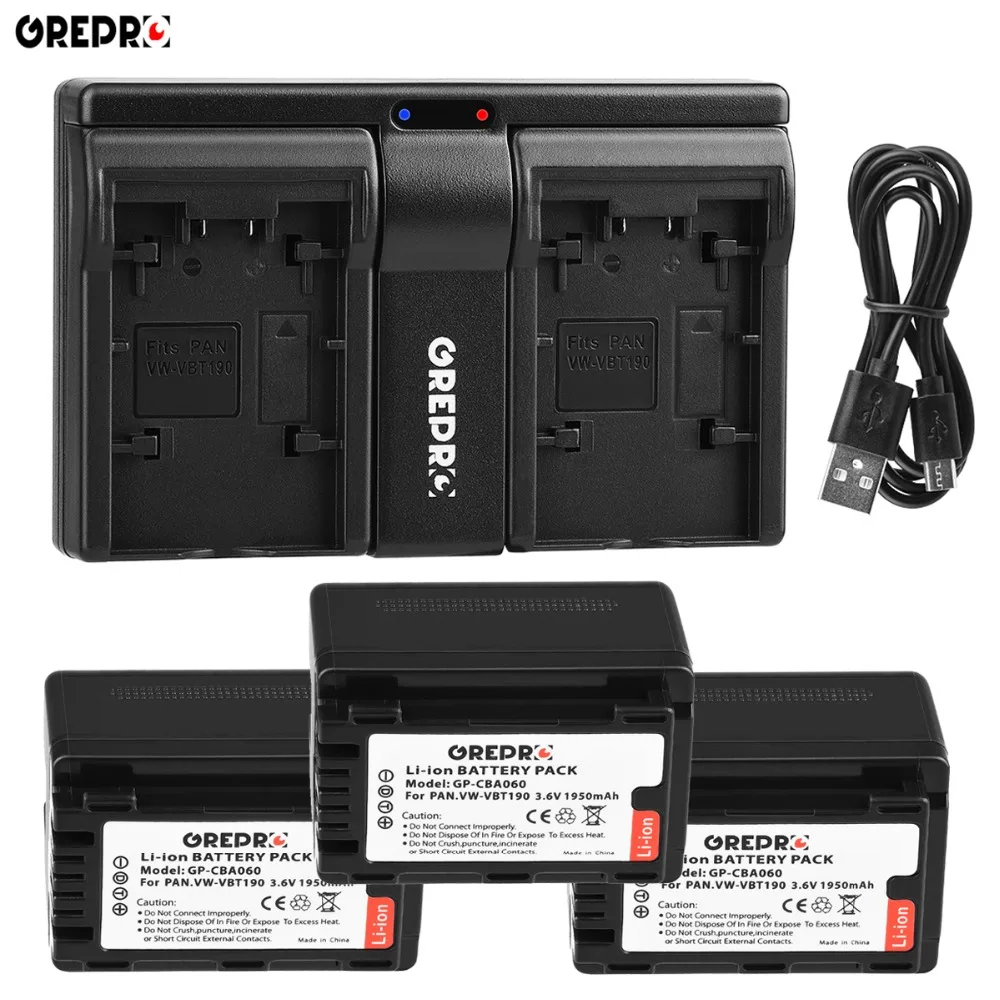 VW-VBT190 VW VBT190 Li-Ion Батарея+ USB Зарядное устройство для цифрового фотоаппарата Panasonic HC-V110 HC-V180 HC-V210 HC-V230 HC-V250 HC-V380 HC-V510 HC-V750